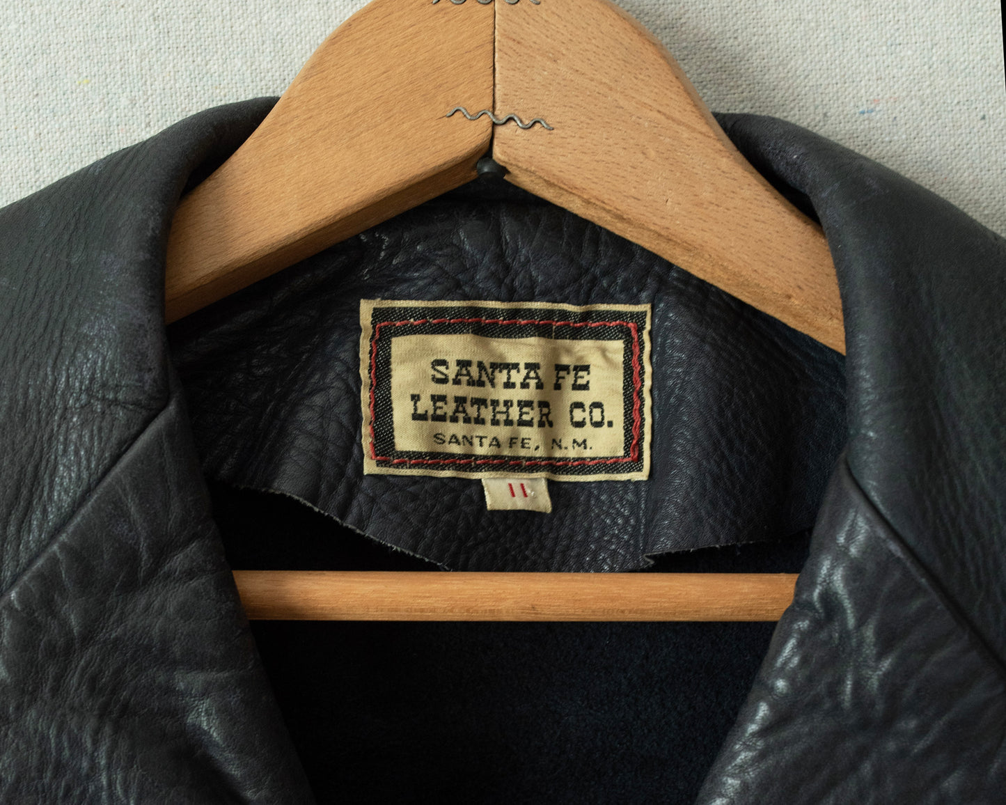 Detail of leather jacket label.