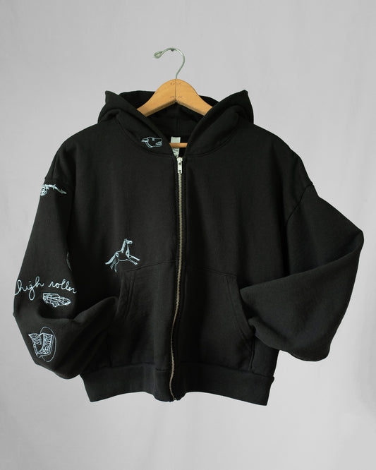 S/M ~ CROPPED ZIP MULTI-EMBROIDERY