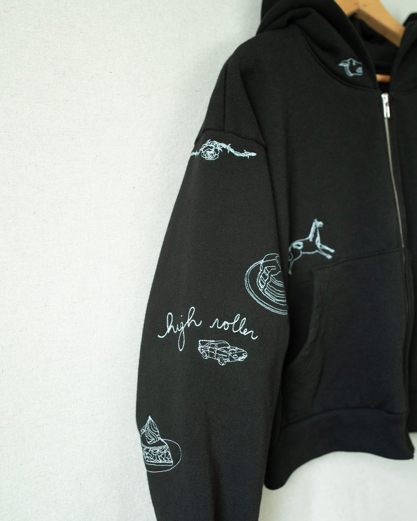 S/M ~ CROPPED ZIP MULTI-EMBROIDERY