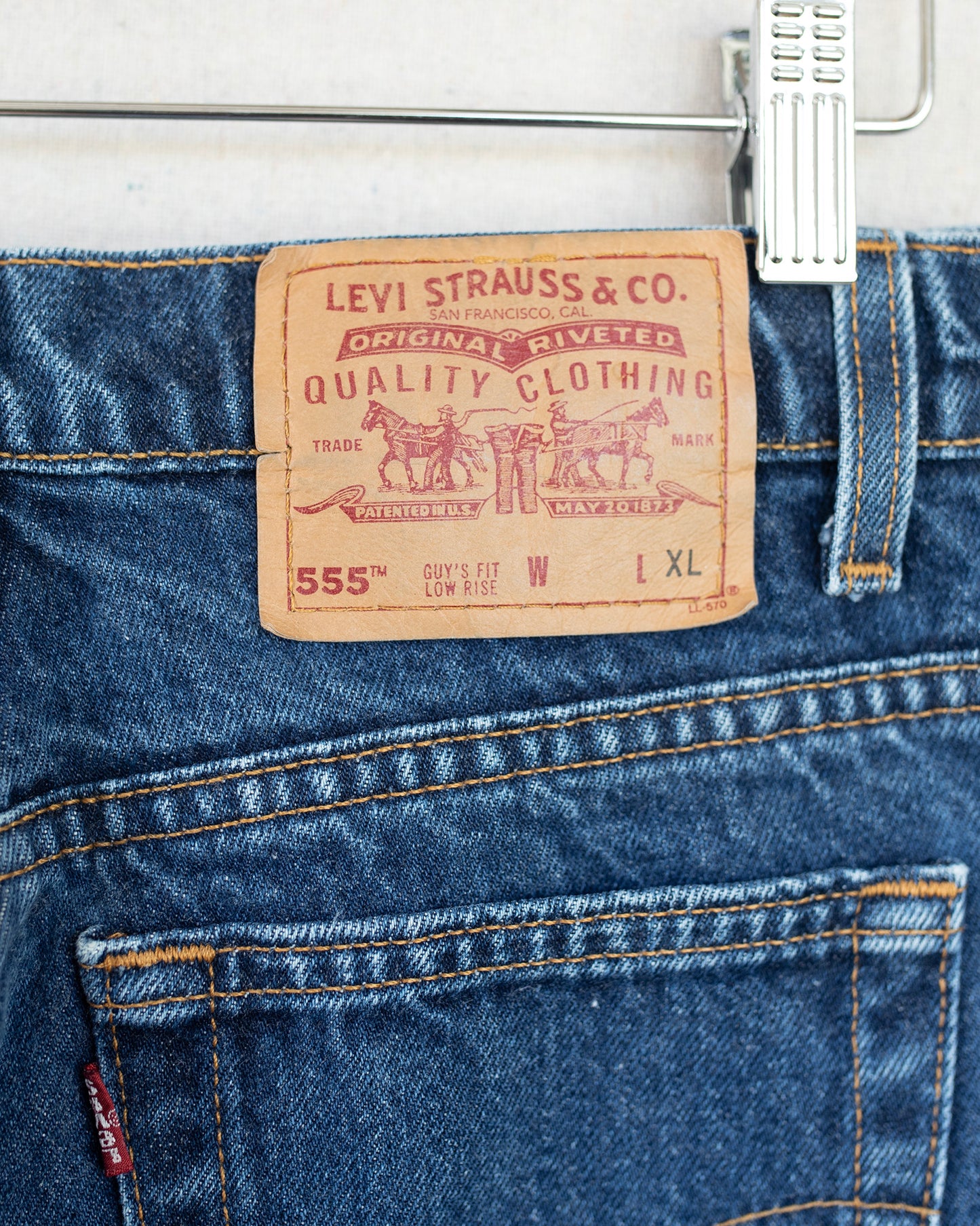 Levi's jeans with a brand label on a white background