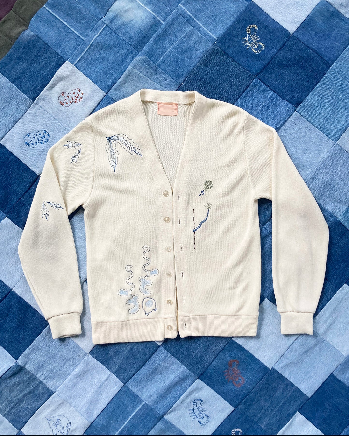 L/XL ~ MULTI-EMBROIDERED CARDIGAN