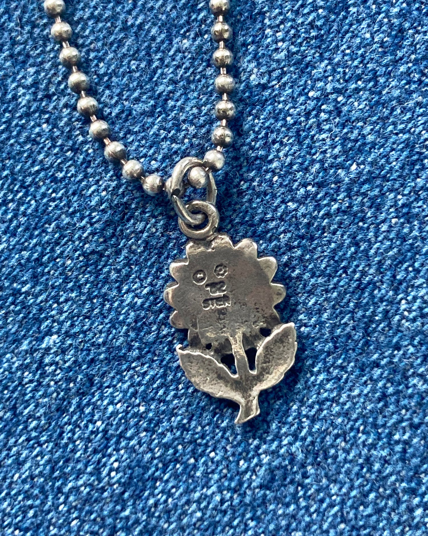 STERLING SILVER BALL CHAIN WITH FLOWER CHARM